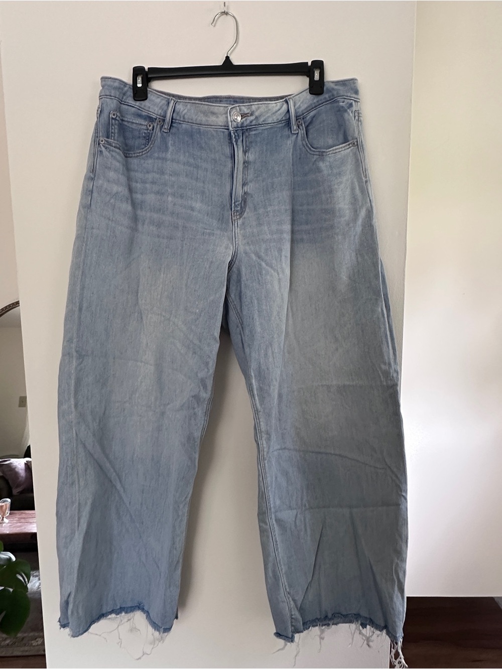American Eagle Outfitters Light Wash Low Rise Baggy Wide-Leg Jeans